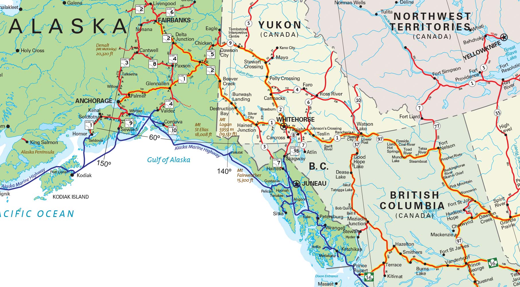 Large Detailed Map Of Yukon With Cities And Towns Detailed Map Map ...